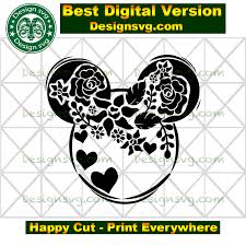 Floral Mickey Svg Files For Silhouette Files For Cricut Svg Dxf Eps Png Instant Download In 2020 Svg Cricut Mickey Silhouette