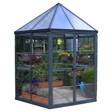 Oasis Hex Greenhouse Gray Palram Serre Arriere Cour Maison Verte Plans De Serre