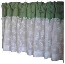 green/lace short kitchen curtain half