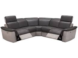 Le design de ce canapé d'angle est sobre, épuré, mais néanmoins très élégant. Canape D Angle Relaxation Electrique 5 Places En Cuir Tissu Milton Coloris Anthracite Gris Clair Vente De Canape D Angle Conforama