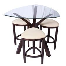 The clean design features everything you'd want for hosting including a tempered glass top for easy drink placement, 2 comfortable chairs that curve to the body and a canopy top to provide. The Crossroads Glass Top Counter Height Pub Set