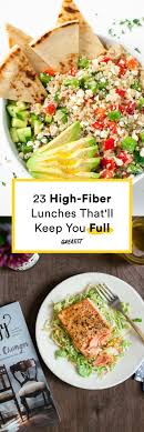 Meals that'll make you go again and again (and again). 22 High Fiber Lunch Recipes High Fibre Lunches High Fiber Foods Healthy Afternoon Snacks