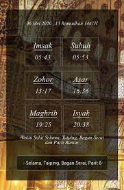 Sesuai dengan syariat islam, seorang mukmin diwajibkan untuk melaksanakan kewajiban. Waktu Solat Bagan Serai Bagan Serai Kampung Halamanku Facebook