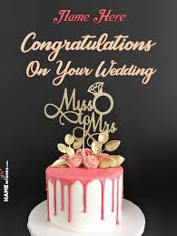 Milette's cakes specializes in wedding cakes, custom and 3d cakes, birthday cakes, baby showers, anniversary cakes and other special occasions. Miss To Mrs Happy Wedding Ring Cake With Name For Couples