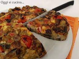 Frittata di melanzane al forno. Frittata Al Forno Di Melanzane Prosciutto E Pomodorini