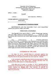 7160, otherwise known as the loal government ode of 1991) introduced by senator lito m. Position Paper Sample Pdf Evidence Lawsuit