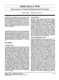 Industrial and organizational psychology commons™. Pdf Health Issues At Work Opportunities For Industrial Organizational Psychology