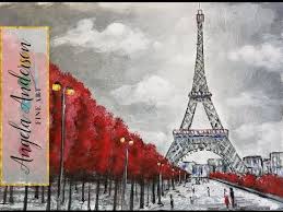 Black And Red Paintings Easy Angela Anderson Art Blog Pop Of Color Black And White Trees Acrylic Painting Tutorial Eiffel Tower Painting Painting Paris Art
