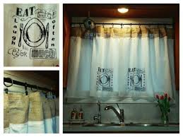 This cut down on the n Homemade Rustic Kitchen Curtains Using A Tension Rod Curtain Clips Flour Sack Dish Towels And Burlap Rustic Kitchen Curtains Kitchen Curtains Rustic Kitchen