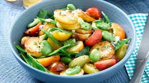 Bratkartoffelsalat Mit Bohnen Und Honig Senf Dressing Rezept Senf Dressing Honig Senf Dressing Lebensmittel Essen