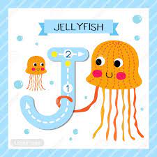 Try our free letter j printable pack for teaching both upper and lowercase j plus its sound and more! Letter J Uppercase Cute Children Colorful Zoo And Animals Abc Alphabet Tracing Flashcard Of Orange Jellyfish For Kids Learning English Vocabulary And Handwriting Vector Illustration Royalty Free Cliparts Vectors And Stock Illustration