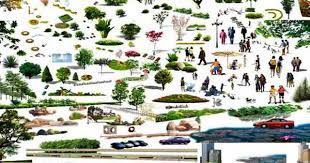 ملحقات حقيبة المصمم psd ملف psd ساحة خضراء اشجار اشخاص سيارات نباتات صخور اعمدة انارة والكثير psd designs design photoshop 4