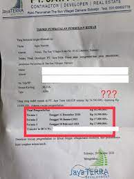 Setuju sama agan ini,ane punya pengalaman waktu mau beli rumah dari developer pribadi,sesuai kesepakatan tanda jadi 1jt & 4jt dp,ane buat surat kesepakatan klw ane batal berarti dp tidak hangus. Developer Jayaterra Belum Mengembalikan Uang Muka Atas Pembatalan Pembelian Rumah Di Sun Village Sesuai Termin Yang Dijanjikan Media Konsumen