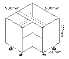 Measure the dimensions of the cabinet top, bottom and side pieces on a piece of paper. 900mm Corner Base Cabinet Kaboodle Kitchen