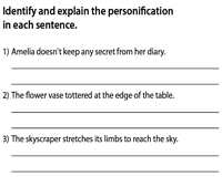 An array of fact families independent worksheet 2: Personification Worksheets