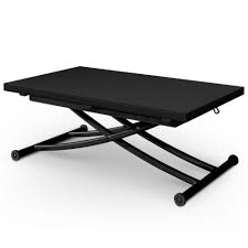 Table basse à pieds croisés artin. Table Basse Relevable Higher 57 114cm Noir Carbone