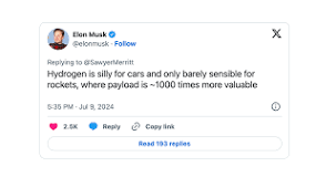 Tesla CEO Elon Musk Slams The Use Of Hydrogen For Cars, Terms ...