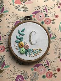 Have software that can lay out designs or if you're working with more letters than can fit in your hoop. Initial Letter Embroidery Hoop Etsy Flower Embroidery Designs Embroidery Hoop Embroidery Flowers Pattern