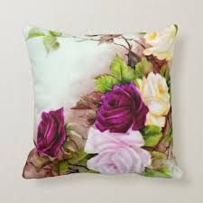 Antique Hand Painted Roses Pattern Throw Pillow Zazzle Com Em 2020 Com Imagens Almofadas Pintura Em Tecido Patchwork