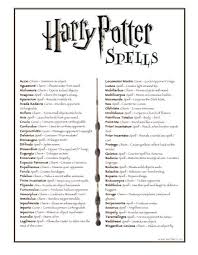 Harry Potter Spells List Harry Potter Spells Harry Potter Spells List Harry Potter List