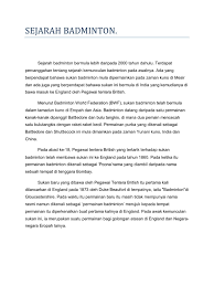 Malay language / bahasa malaysia. Badminton
