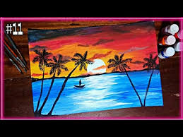 One up level ideas for acrylic. Beach Sunrise Easy Painting For Beginners Hanie S Art 11 Painting With Oil Paints