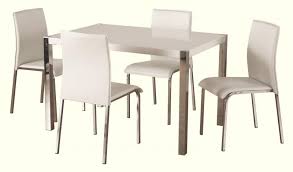 White gloss dining room table. Charisma 4 Dining Set In White Gloss Chrome White Faux Leather Live Well Furniture