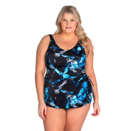 Curvy Plus Size One Piece Bathing Suit With Skirt Front Skirted One-Piece Mastectomy Swimsuit W/