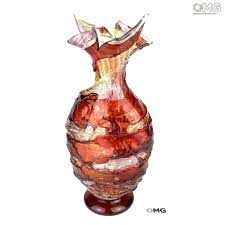 Vase Sbruffi Pointy Passion Red Pink Murano Glass Vase Murano Glass Vase Murano Glass Glass Vase