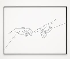 Set of line hand drawing hydrangea and rose. The Creation Of Adam One Line Drawing Adam And God Hands Etsy The Creation Of Adam Line Drawing Black And White Sketches