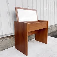 Scandinavian Modern Flip Top Teak Vanity Table Apartment Therapy S Bazaar