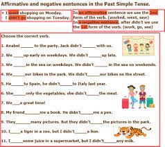 affirmative and negative sentences in past simple worksheet