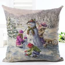 Hyha Christmas Pillow Covers Christmas Present Christmas Pillow Deer Cushion Cover Merry Christmas Christmas Tree Pillow Handmade Pillowcases Tree Pillow