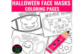 Teach your child how to identify colors and numbers and stay within the lines. Halloween Face Masks Coloring Pages Grafico Por Happy Printables Club Creative Fabrica