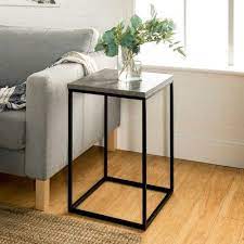 Owen Urban Open Box Frame Side Table Faux Dark Concrete Saracina Home Modern Side Table Living Room Accent Tables Living Room Side Table