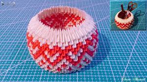 How To Make 3d Origami Pen Holder 33 3d Origami Origami Pen Holders