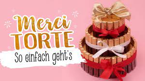 Wir backen kuchen und packen geschenke ein! Diy Merci Torte Geschenke Mit Sussigkeiten Basteln Youtube