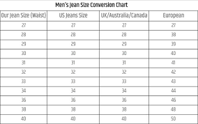 Jean Waist Size Conversion Chart Elegant Size Tables