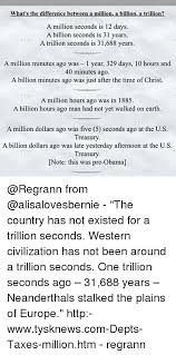 What S The Difference Between A Million A Billion A Trillion A Million Seconds Is 12 Days A Billion Seconds Is 31 Years A Trillion Seconds Is 3 1688 Years A Million Minutes