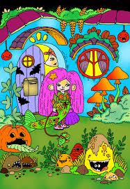 Book Nice Little Town Halloween By Tatiana Stolova Bogema Digitally Colored Using Pigment App On Ipad Pro In 2020 Coloring Books Coloring Book Pages Color