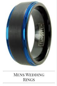 Black And Blue Tungsten Mens Ring Mens Black And Blue Tungsten Wedding Band This Makes The Perfect Mens Wedding Band It Is Cr Blue Tungsten Ring Black Tungsten Mens Rings Black Tungsten Rings