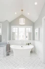 The Master Bathroom Features A Classic Grey And White Color Scheme Paint Color Is Once Again Benja Bathrooms Remodel Bathroom Remodel Master Bathroom Design