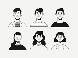 Hand Drawn Colorless People Avatar Collection On Behance People Illustration Illustration Character Design Face Illustration