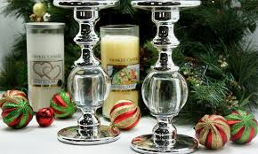 Marin white large taper/pillar candle holder + reviews | crate and barrel. Two Yankee Glass Candlesticks Groupon