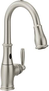 When it comes to sink faucets, there is not that much of a competition for the manufacturer moen. Moen 7185esrs Brantford Motionsense Two Sensor Touchless One Handle High Arc Pulldown Kitchen Faucet Featuring Reflex Spot Resist Stainless Touch On Kitchen Sink Faucets Amazon Com