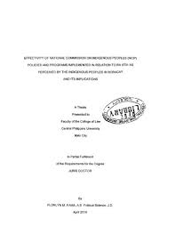 +375 (17) 272 52 99. Effectivity Of National Commission On Indigenous Peoples Ncip Policies And Programs Implemented In Relation To Ra 8731 As Perceived By The Indigenous Peoples In Boracay And Its Implications