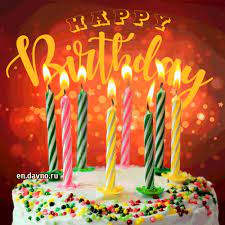 Burning candles and birthday greeting gif image. Yummy Birthday Cake Gif Animation With Candles Burning Download On Funimada Com