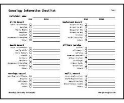 Genealogy Source Checklist Free Genealogy Forms