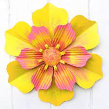 Amish wagon garden decorative deck patio rustic country home. Outdoor Decor Metal Flower Pink And Yellow Metal Wall Art Etsy