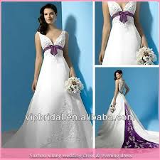 Wholesale Purple And Ivory Wedding Dresses With Color Accents Satin Slip Lace Bridal Purple And Whit Purple Wedding Dress Wedding Dresses Satin Wedding Dresses